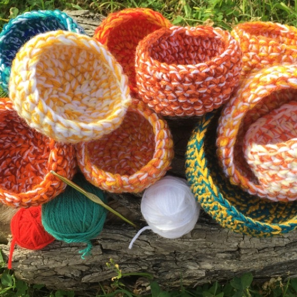 Hand Crafted Other - QTY 2 Handmade small rescue animal nest habitats or planter 5” round 100% Cotton